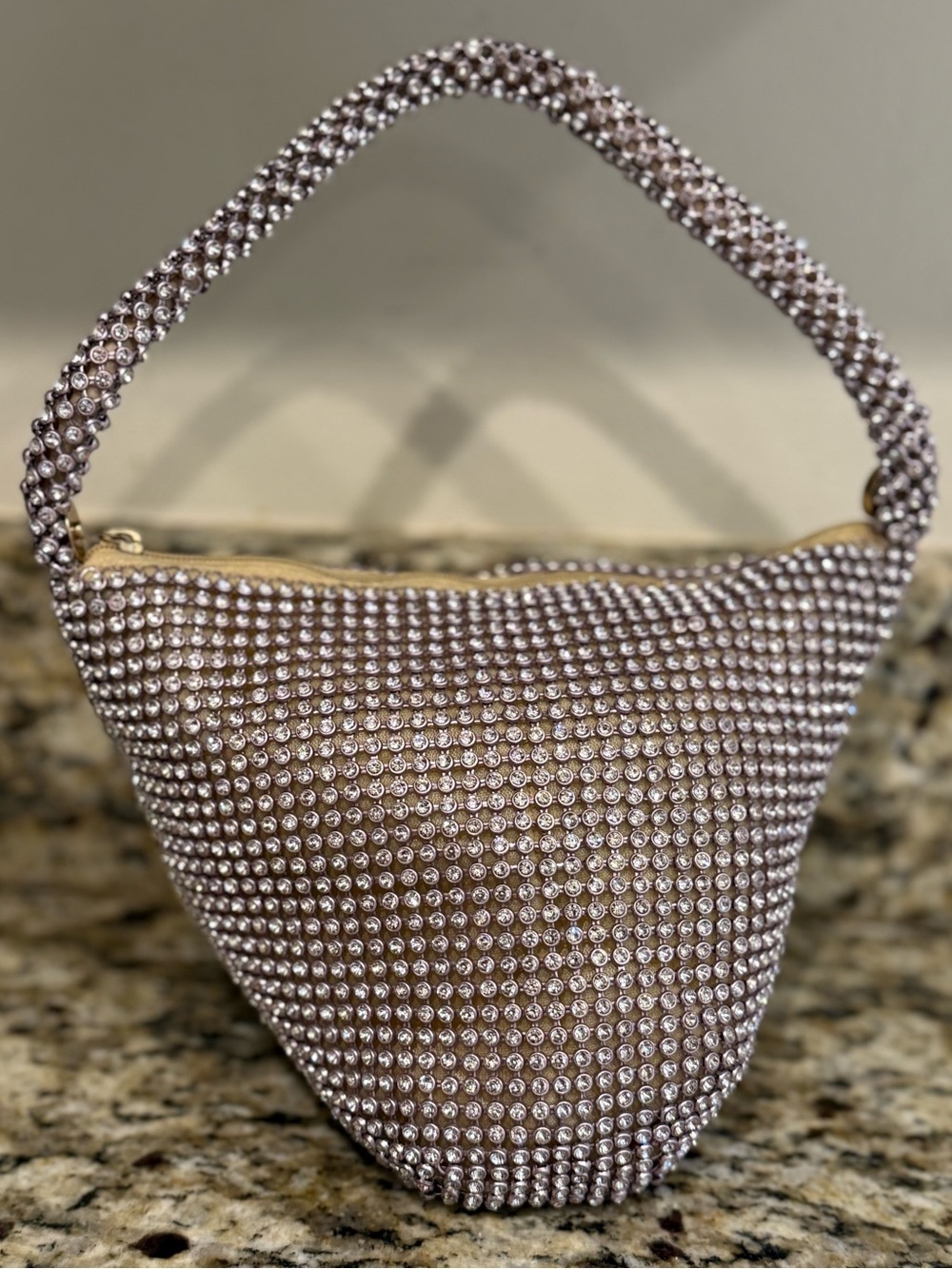 Rhinestone formal mini bag gold cloth interior special occasions - Picture 2 of 14